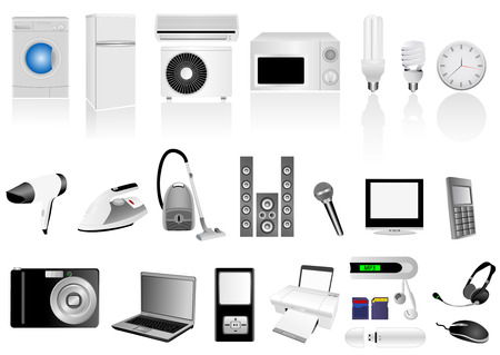 Set of detailed electronic elementsのイラスト素材