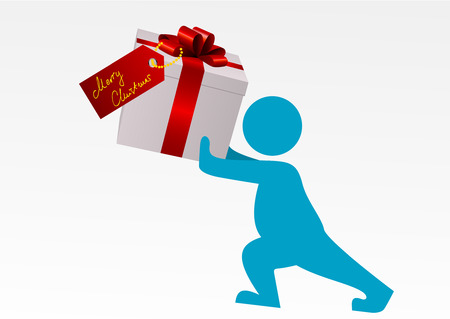 Illustration of a man carrying a giftのイラスト素材