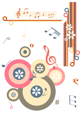 Grunge illustration with music notesのイラスト素材