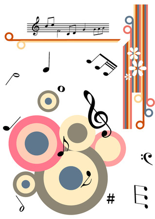 Grunge illustration with music notesのイラスト素材