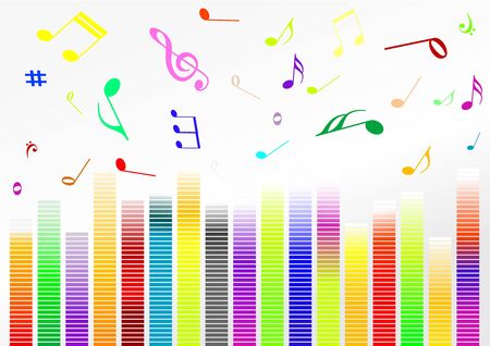 Abstract illustration with volume bars and music notesのイラスト素材