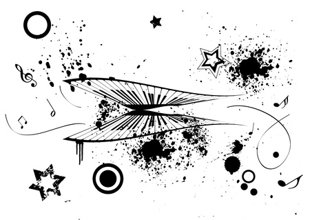 Grunge Illustration of a piano and music notesのイラスト素材