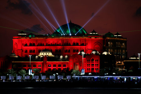 Laser show at the Emirates Palace, Abu Dhabiのeditorial素材