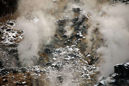 Gas vents on Mount Fujiの写真素材