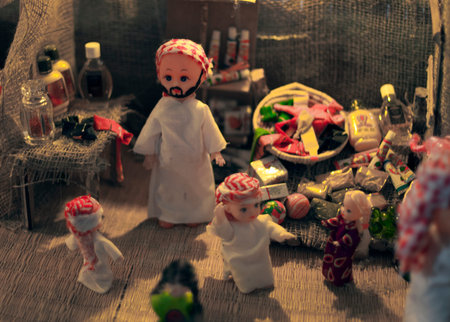Traditional Arab people, miniature toy, United Arab Emiratesの写真素材
