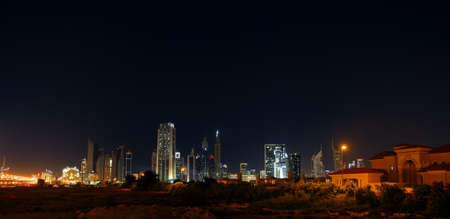 Dubai skyline at night. Dubai financial center, UAEの写真素材