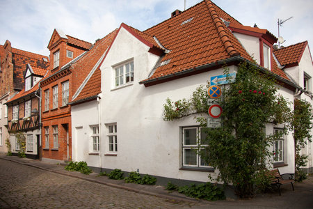 Urban scene in the historic old town of Lubeck, Germany