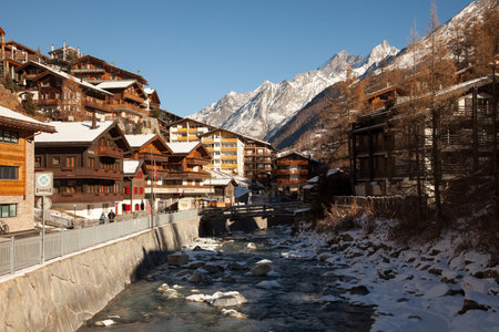 Scenic views from the mountain village of Zermatt, Switzerlandのeditorial素材