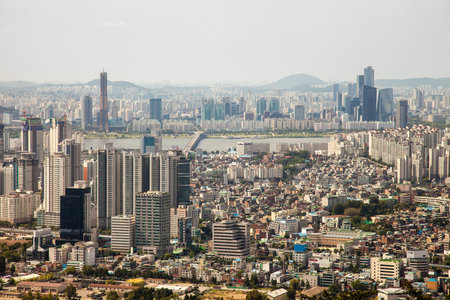 Aerial views of Seoul, South Koreaのeditorial素材