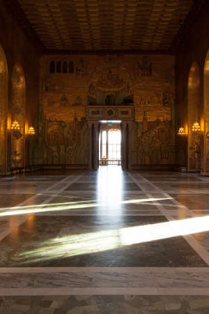 Beautiful interior details at the Stockholm's City Hall, Swedenのeditorial素材