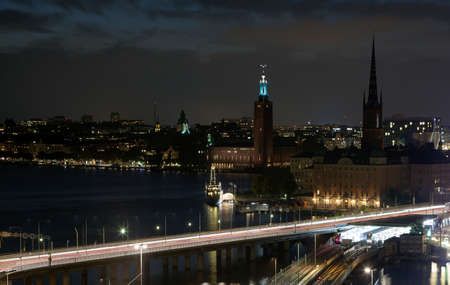 Night views of the old town (Gamla Stan) of Stockholm, Swedenの写真素材