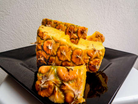 delicious pineapple in an artistic cutの写真素材