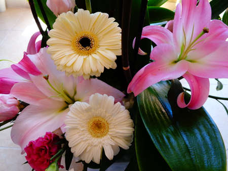 Bouquet with many beautiful and colorful flowersの写真素材