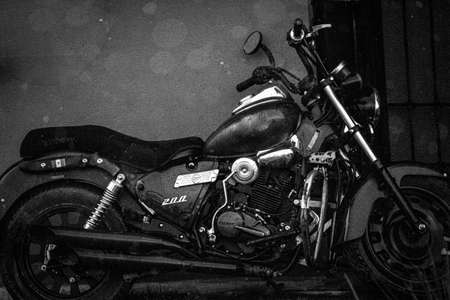 old motorbike in black and white andの写真素材