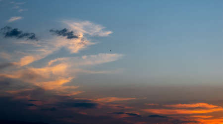 colorful sunset landscape with cloudsの写真素材