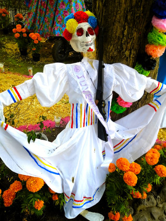 Catrina Mexican Day of the Dead in Mexico City, Mexicoの写真素材
