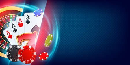 Vegas Casino games background. Concept Vegas games banner illustration with right side copy space.のイラスト素材