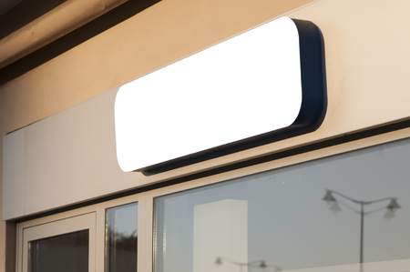 Blank sign store, large rounded rectangular bannerの写真素材