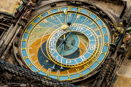 Detail of the Prague old town astronomical clock, czech republicのeditorial素材