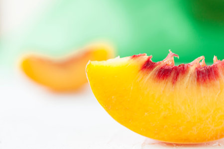 Slice of peach close up shot