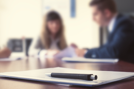 Two business partner working at a meeting in officeの写真素材