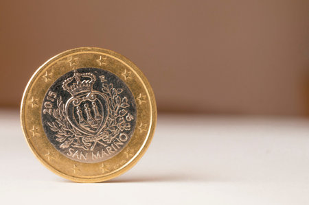 San Marino one euro coin on white backgroundのeditorial素材