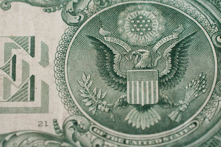 US one dollar bill detail, eagle macro photo