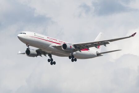 Heathrow, England - June 29, 2019 - Air Algerie Airbus A330-200 approach to land at Heathrow airport in Londonのeditorial素材