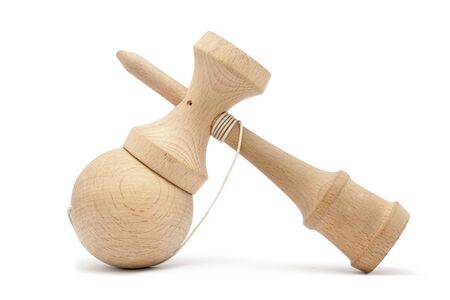 Kendama, on white background. Kendama is an antique traditional japanese wood toy.の写真素材