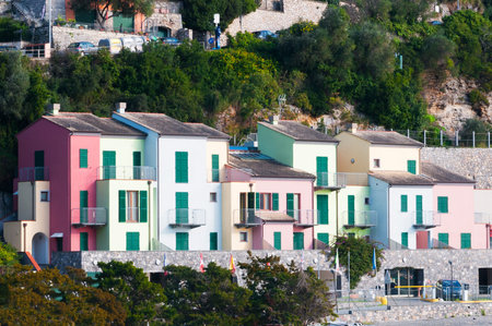 Colorful pastel houses in Portovenere, Italy