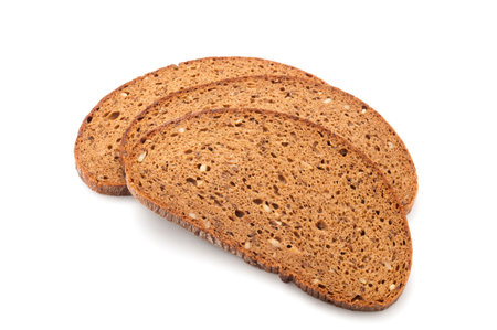Slices of cereal bread isolated on white background
