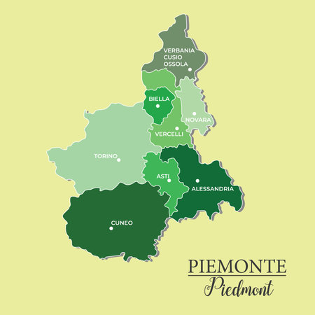 Piedmont vector map divided into provincesのイラスト素材