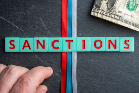 Conceptual photo about economic sanctions against Russiaの写真素材