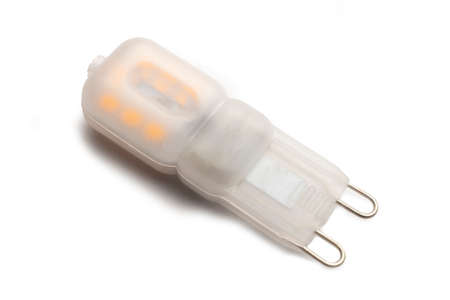 Mini led bulb with g9 connector on white backgroundの写真素材