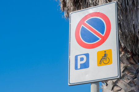 Road sign indicating disabled parkingの写真素材