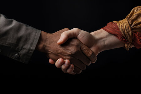Close-up image of shaking hands.の素材