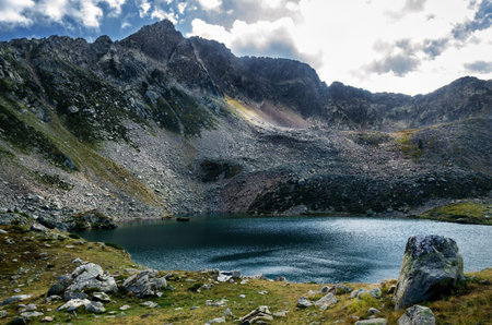 Upper lake of Aver in the valley of Riofreddo, Maritime Alps Park in Italyの写真素材
