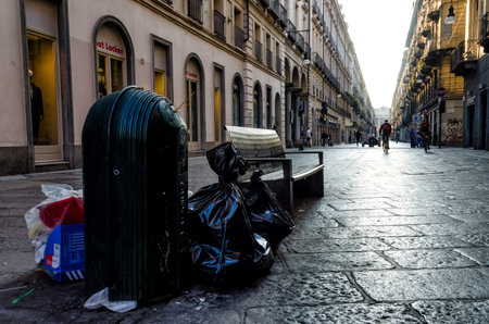 TURIN, ITALY - SEPTEMBER 25, 2016 - Via Garibaldi, main shopping street in the center of Turin...