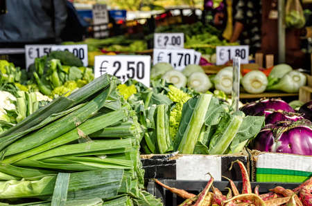 Vegetables on the stall of a street marketの写真素材