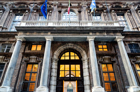 TURIN, ITALY - FEBRUARY 19, 2017: Egyptian Museum (Museo Egizio) in the historical palace of Science Academy (Accademia delle Scienze) of Turin (Italy), on february 19, 2017のeditorial素材