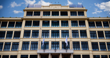 TURIN, ITALY - MARCH 26, 2017: facade of the Lingotto building, historical directional center of Fiat industry in Turin (Italy) on march 26, 2017のeditorial素材