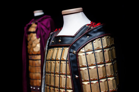 Mannequin wearing an oriental coat of plates, traditional medieval armor of east asian cultures