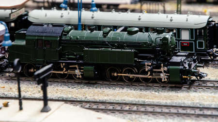 close up of a detailed train model dioramaの写真素材