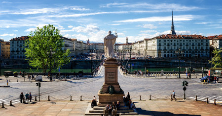 TURIN, ITALY - MAY 7, 2017: Turin (Piedmont, Italy) seen from the church of the Gran Madre with...