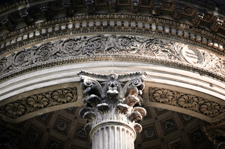 Classical Concordia Temple in the landscape gardens of Franzensburg, Laxenburg Castle near Vienna,...