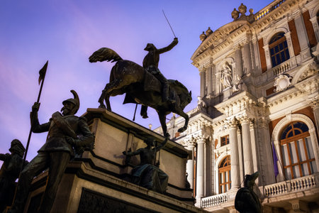 Piazza Carignano, one of the main squares of Turin (Italy) with Palazzo Carignano, historic baroque...
