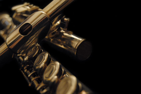classical golden flute in the dark