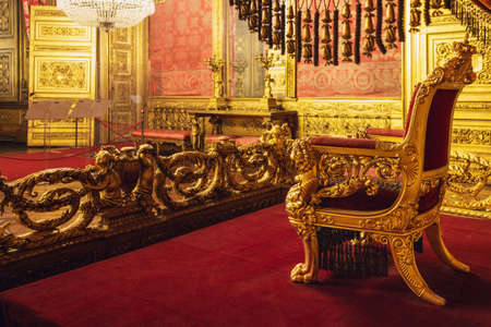 TURIN, ITALY - MARCH 7, 2019: the throne room of the Royal Palace of Turin, Italy), national museum and former home of the house of Savoy, on march 7, 2019のeditorial素材