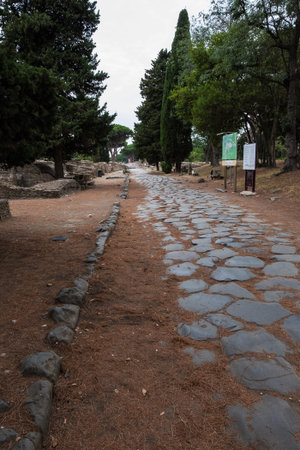 ancient street in Ostia ruinsの写真素材