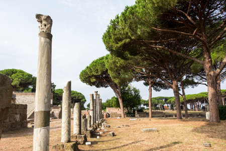 columns and other ruins in Ostiaの写真素材
